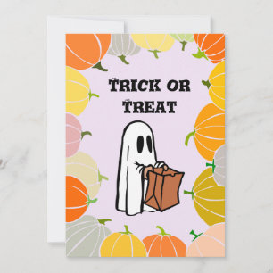 Cartes Pour Fêtes Annuelles Citrouille orange TRICK or TREAT Fantôme d'Hallo