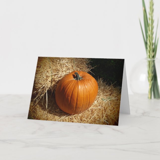 Cartes Pour Fêtes Annuelles Citrouille sur Bottes de Foin (Devant)