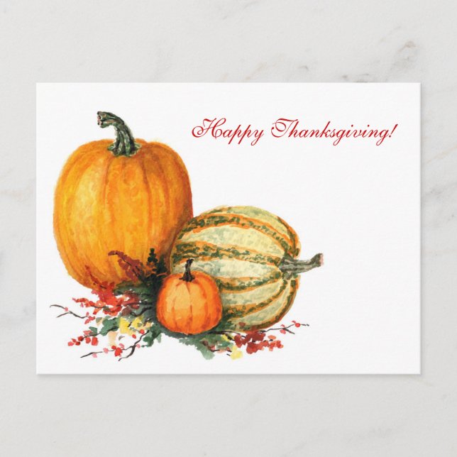 Cartes Pour Fêtes Annuelles Citrouilles aquarelle (Devant)