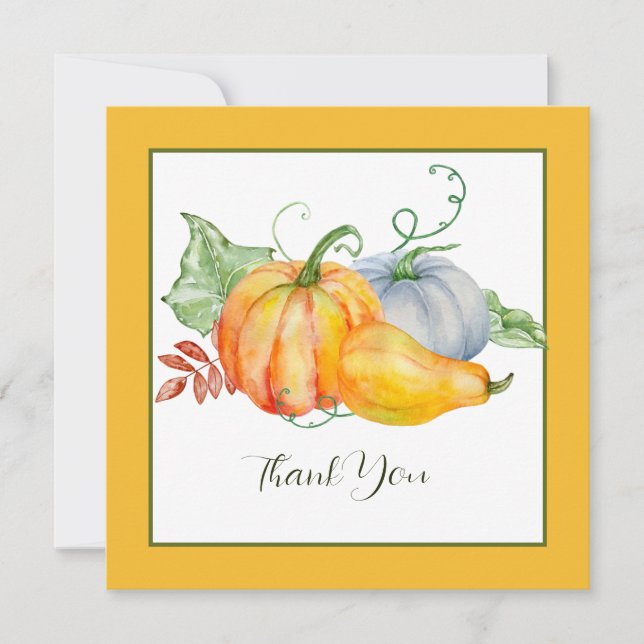 Cartes Pour Fêtes Annuelles Citrouilles aquarelle (Devant)