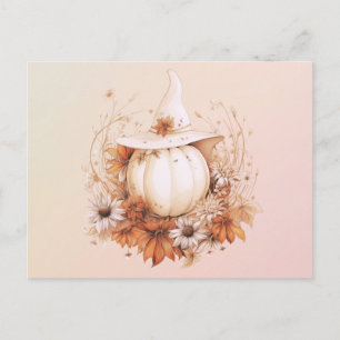 Cartes Pour Fêtes Annuelles Citrouilles blanches bohèmes Chapeau de sorcières