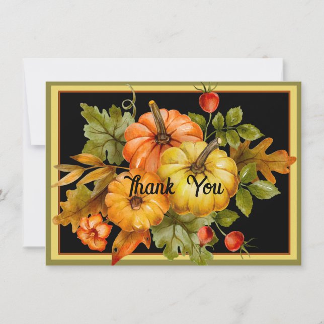 Cartes Pour Fêtes Annuelles Citrouilles d'automne et feuilles de chêne (Devant)