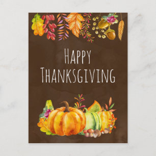 Cartes Pour Fêtes Annuelles Citrouilles de récolte et frontière de feuillage d