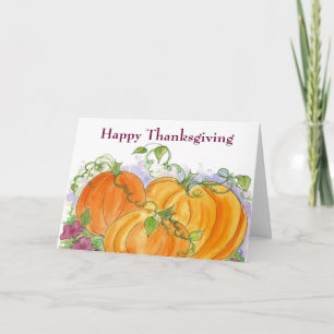 Cartes Pour Fêtes Annuelles Citrouilles d'orange d'aquarelle de bon