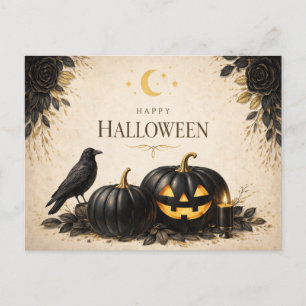 Cartes Pour Fêtes Annuelles Citrouilles noires élégantes Halloween gothique