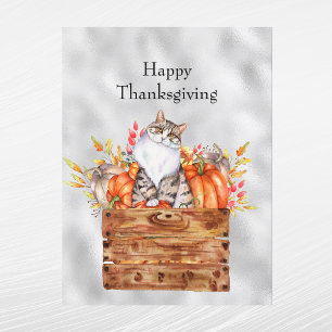 Cartes Pour Fêtes Annuelles Citrouilles orange de Thanksgiving Chat Floral