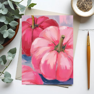 Cartes Pour Fêtes Annuelles Citrouilles roses jolies aquarelle