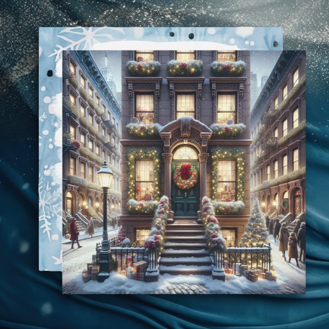 Cartes Pour Fêtes Annuelles City Brownstone à Noël Personnalisé (Créateur téléchargé)