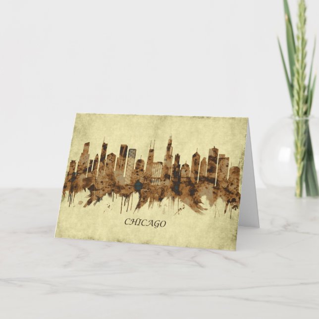 Cartes Pour Fêtes Annuelles Cityscape de l'Illinois (Devant)