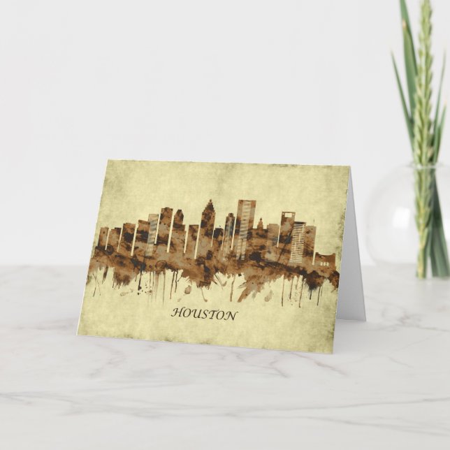 Cartes Pour Fêtes Annuelles Cityscape Houston (Devant)