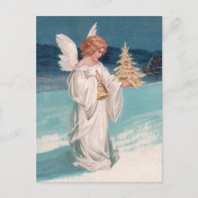 Cartes Pour Fêtes Annuelles Clapsaddle : Ange de Noël avec Bell (Devant)
