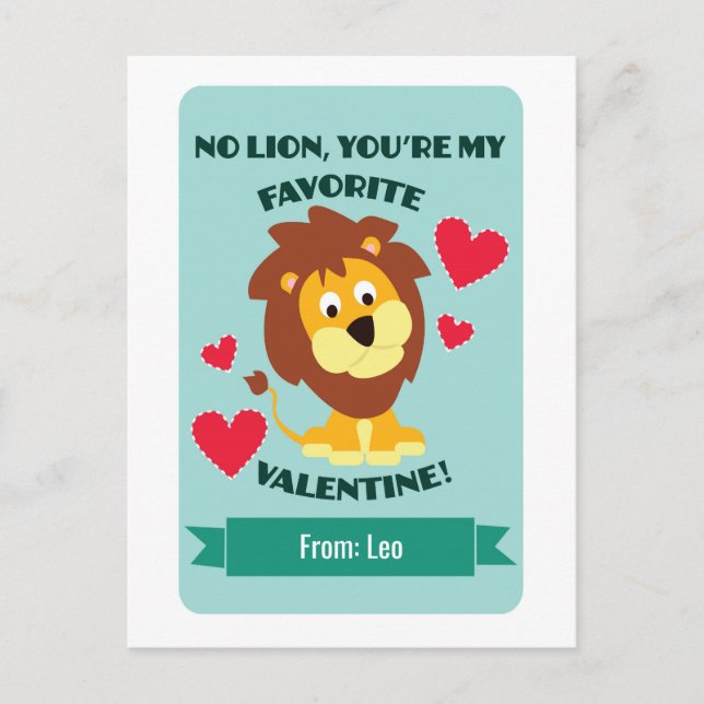 Cartes Pour Fêtes Annuelles Classe de Lion Valentine (Devant)