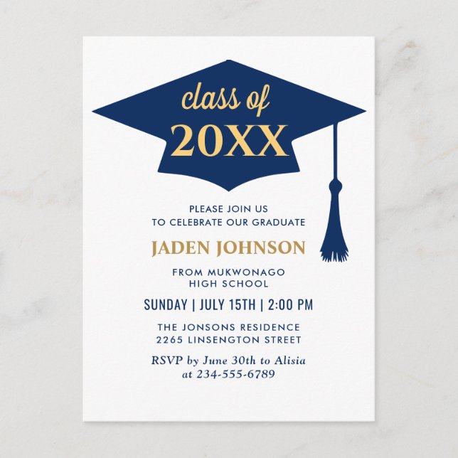 Cartes Pour Fêtes Annuelles Classe moderne de 2024 PHOTO Graduation Party (Devant)