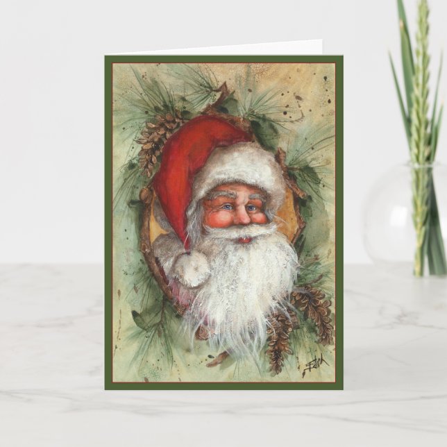 CARTES POUR FÊTES ANNUELLES CLASSE SANTA RUSTIQUE (Devant)
