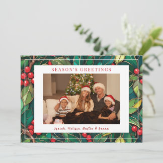 Cartes Pour Fêtes Annuelles Classic Christmas Holly Flat Holiday Card