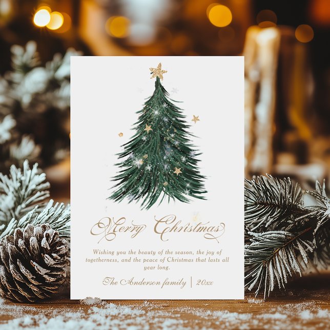 Cartes Pour Fêtes Annuelles Classic Festive Gold Christmas Tree (Créateur téléchargé)
