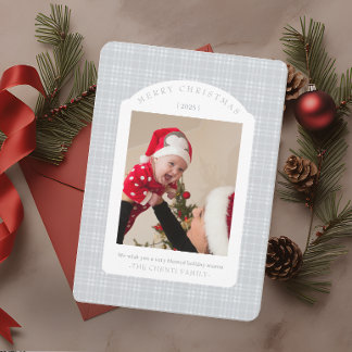 Cartes Pour Fêtes Annuelles Classic Gray Plaid Christmas Card