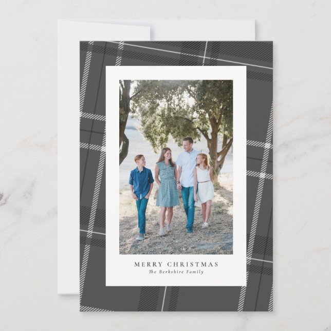 Cartes Pour Fêtes Annuelles Classic gris plaid photo verticale (Devant)