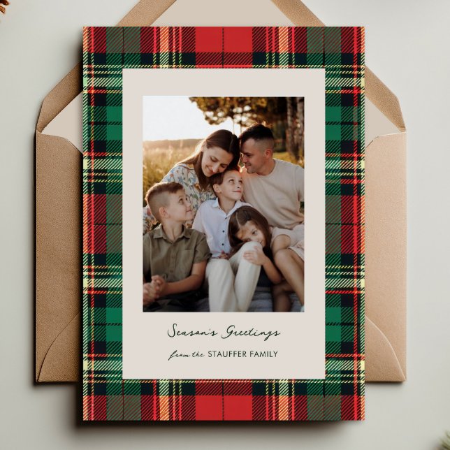 Cartes Pour Fêtes Annuelles Classic Plaid Holiday Photo Card (Créateur téléchargé)