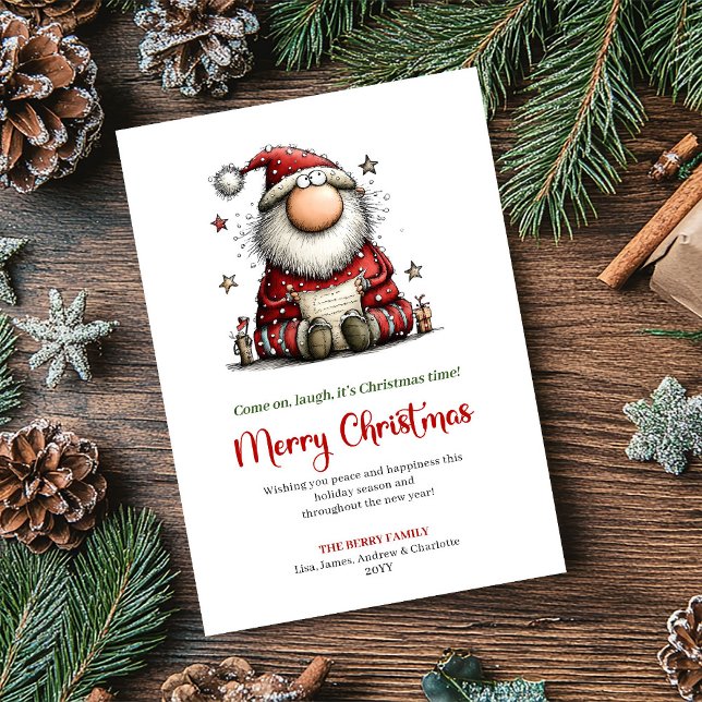 Cartes Pour Fêtes Annuelles Classic Quirky Santa Playful Christmas Greeting (Classic Quirky Santa Playful Christmas Greeting)