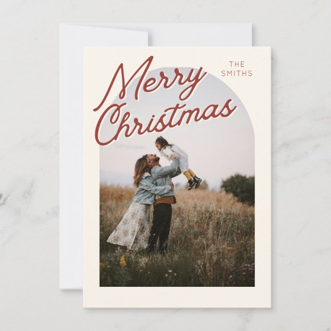 Cartes Pour Fêtes Annuelles Classic Red Merry Christmas Arch Photo Card (Devant)