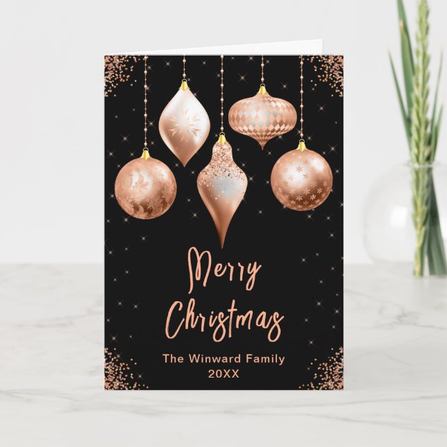 Cartes Pour Fêtes Annuelles Classic Rose Gold Ornaments Merry Christmas (Devant)