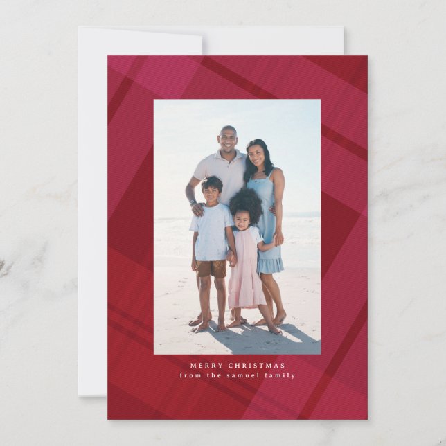 Cartes Pour Fêtes Annuelles Classic rouge plaid simple verticale photo de Noël (Devant)