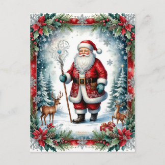 Cartes Pour Fêtes Annuelles Classic Santa Claus with Staff Christmas 