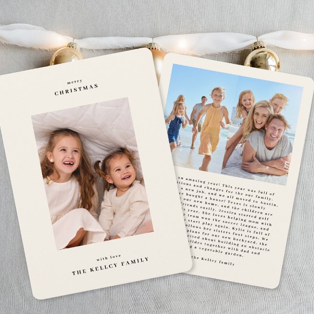 Cartes Pour Fêtes Annuelles Classic Simple White Cream Christmas Modern Photo (Créateur téléchargé)