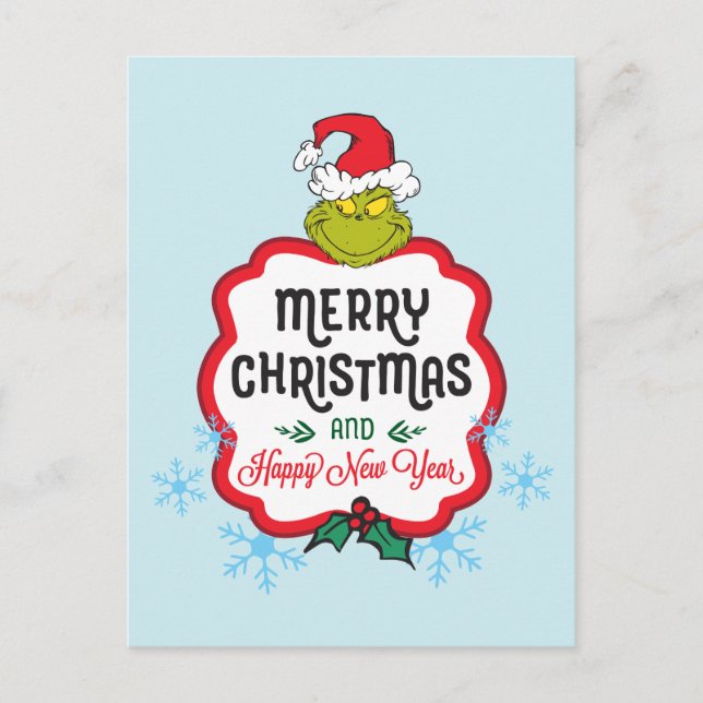 Cartes Pour Fêtes Annuelles Classic The Grinch | Joyeux Noël et Joyeux nouvel  (Devant)