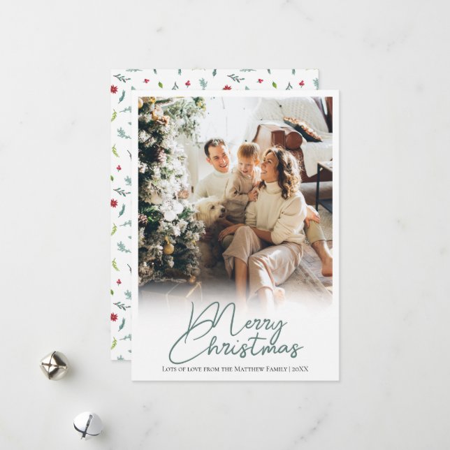 Cartes Pour Fêtes Annuelles Classique et élégant Famille traditionnelle Noël H (Devant/Arrière en situation)
