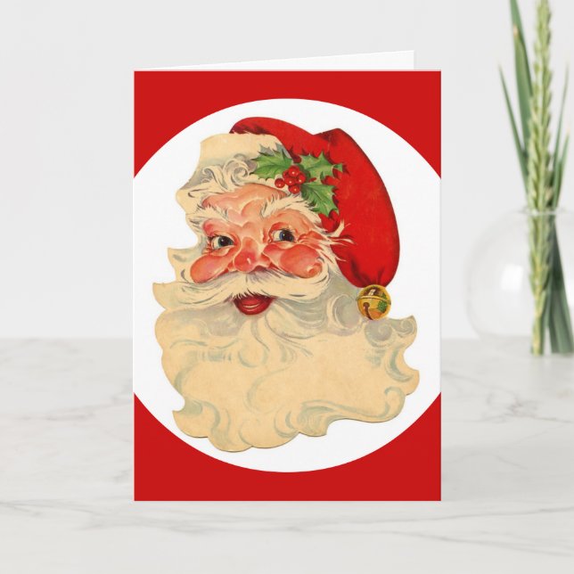 Cartes Pour Fêtes Annuelles Classique Jolly Santa Claus Visage Personnalisé No (Devant)