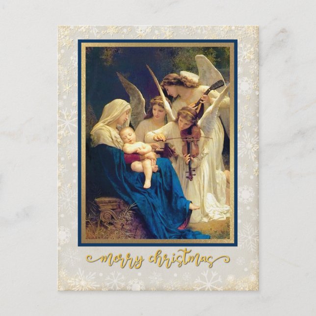 Cartes Pour Fêtes Annuelles Classique Nativité Angels Musique "Joyeux Noël" (Devant)