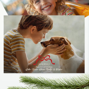 Cartes Pour Fêtes Annuelles classique retro rouge noël arc photo