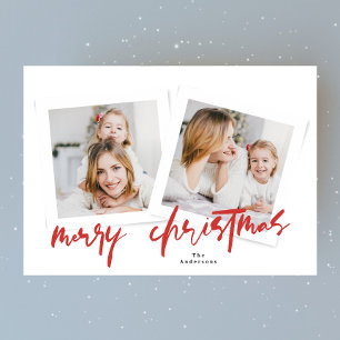 Cartes Pour Fêtes Annuelles classique rouge & blanc joyeux noël multi photo