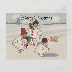 Cartes Pour Fêtes Annuelles Classique Vintage Noël Enfant de neige