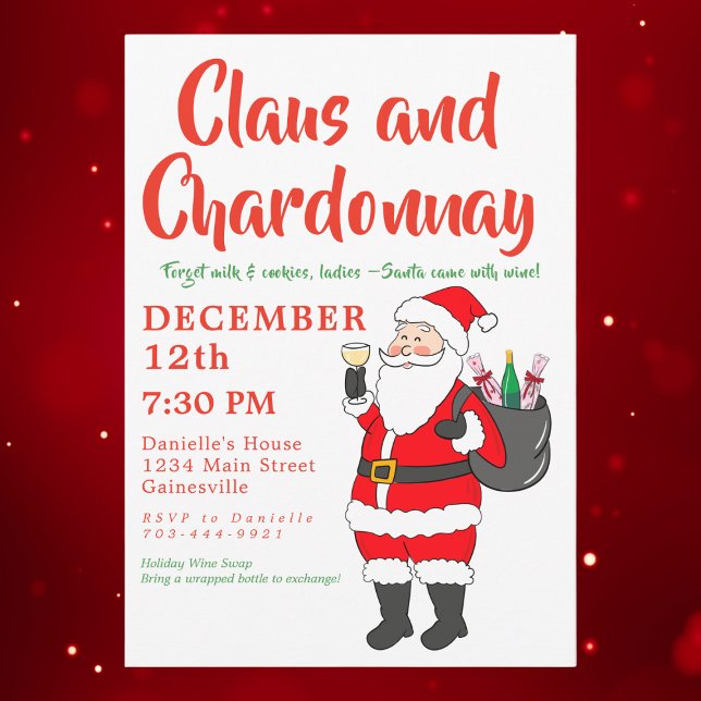 Cartes Pour Fêtes Annuelles Claus Chardonnay Dames Soirée de Noël (Créateur téléchargé)