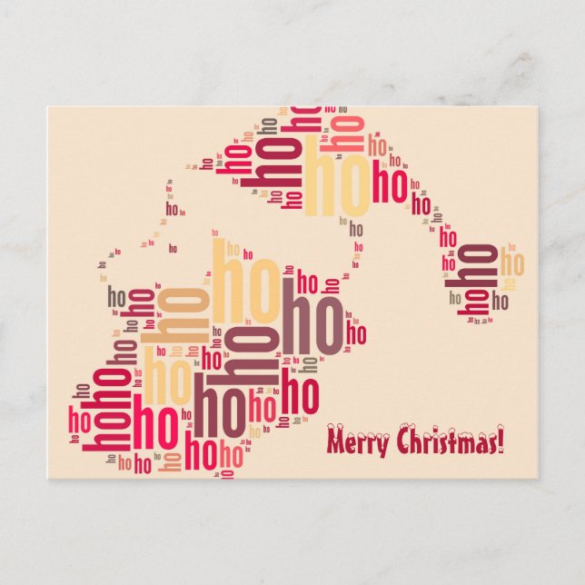 Cartes Pour Fêtes Annuelles Claus mot du Père Noël Ho Ho Ho (Devant)
