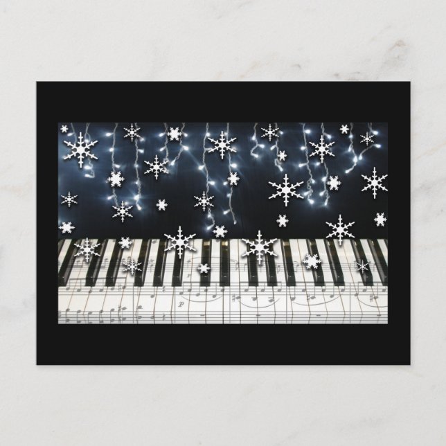 Cartes Pour Fêtes Annuelles Clavier de Flamme de neige Piano Christmas (Devant)