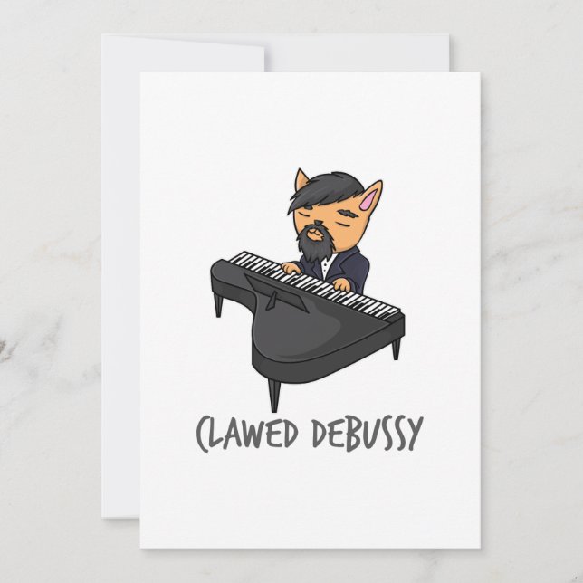 Cartes Pour Fêtes Annuelles Clawsy Piano Player Chat Pun Fun Cadeau (Devant)