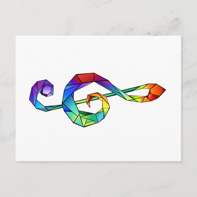 Cartes Pour Fêtes Annuelles Clé de la musique arc-en-ciel (Devant)