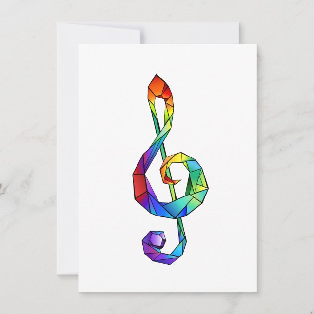 Cartes Pour Fêtes Annuelles Clé de musique arc-en-ciel (Devant)