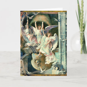 Cartes Pour Fêtes Annuelles Cloches de Noël avec anges