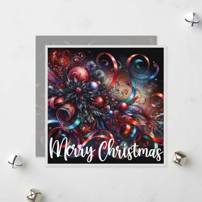 Cartes Pour Fêtes Annuelles Cloches de Noël gothiques (Devant/Arrière en situation)