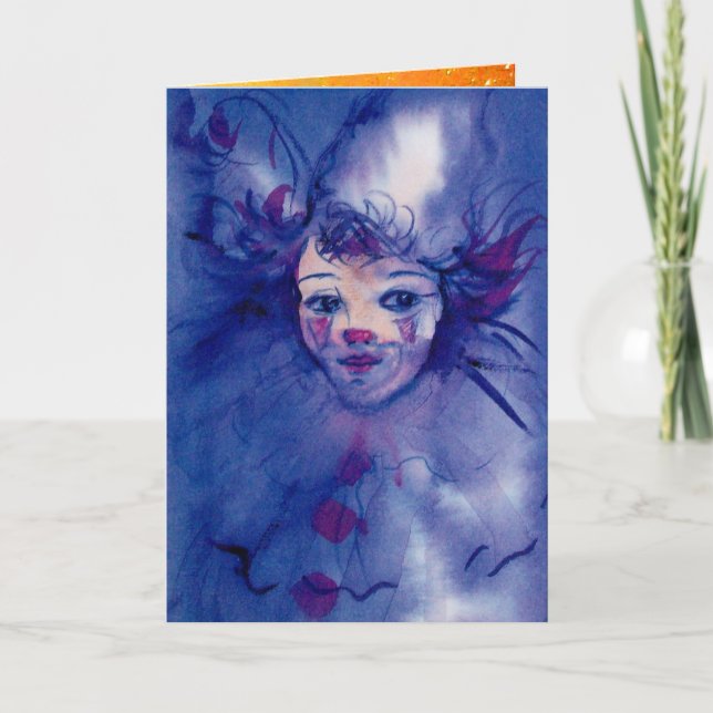 CARTES POUR FÊTES ANNUELLES CLOWN DANS PURPLE (Devant)
