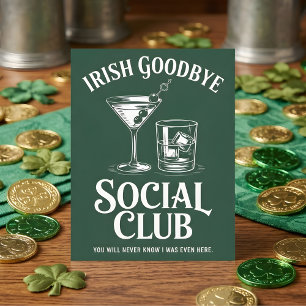 Cartes Pour Fêtes Annuelles Club de Boisson de l'Au Revoir Irlandais Humour Bo