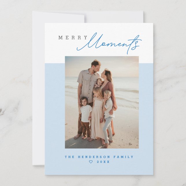 Cartes Pour Fêtes Annuelles Coastal Blue Merry Moments Family Photo Christmas (Devant)