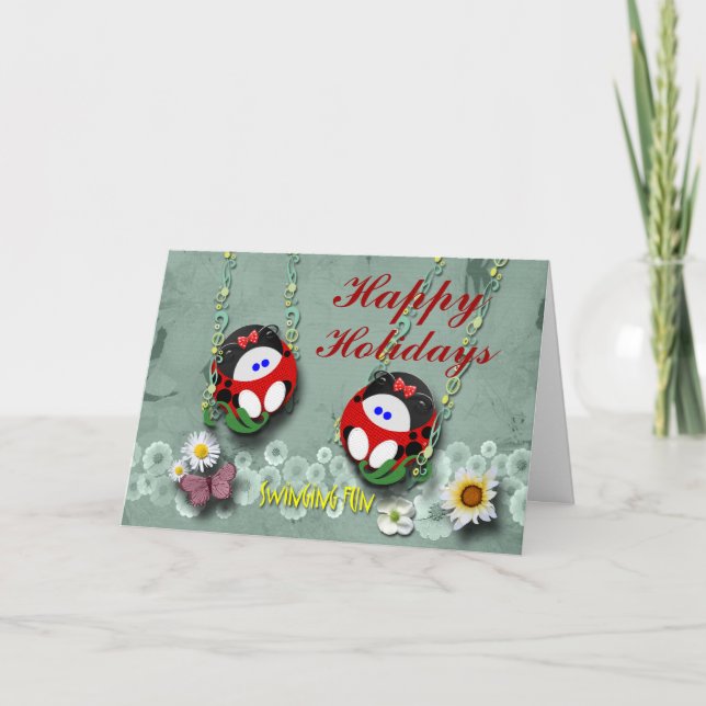 Cartes Pour Fêtes Annuelles Coccinelles de oscillation (Devant)