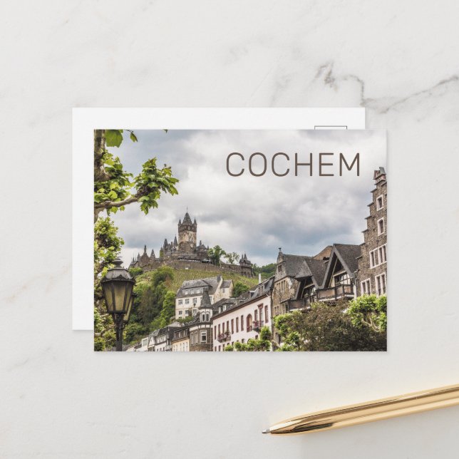 Cartes Pour Fêtes Annuelles Cochem Moselle Panorama Allemagne Souvenir (Devant/Arrière en situation)