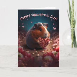 Cartes Pour Fêtes Annuelles Cochon de Guinée doux au coeur de fleurs Saint-Val